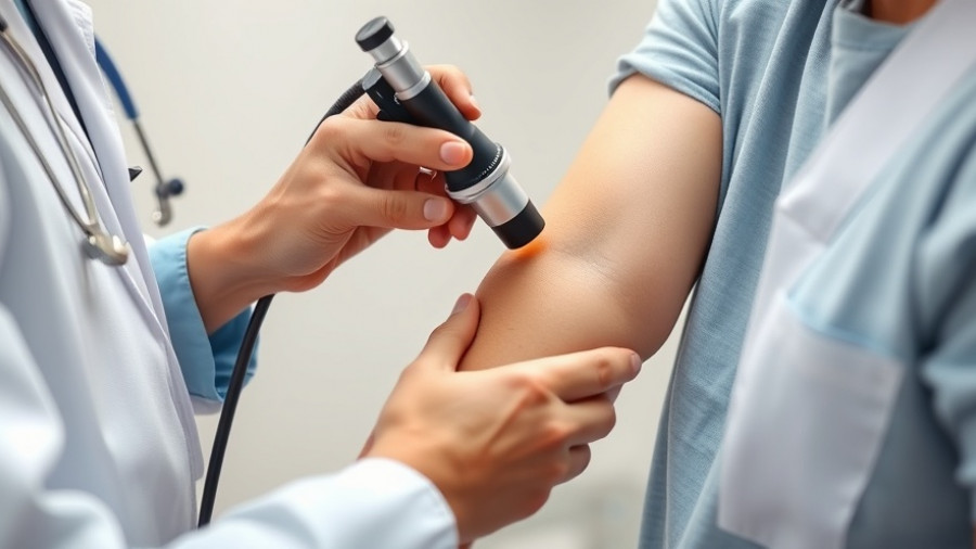 Kansas City firefighters skin cancer screenings, close-up examination.