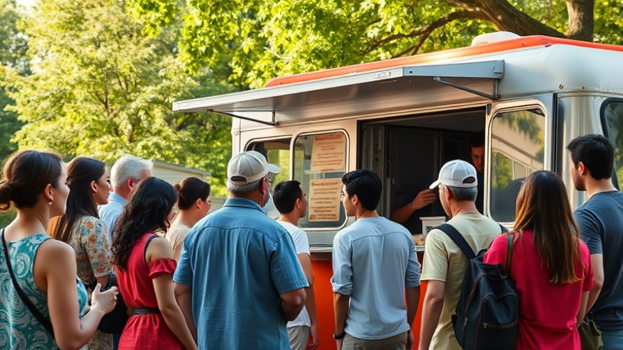 Community support near food truck in Kansas City neighborhoods.