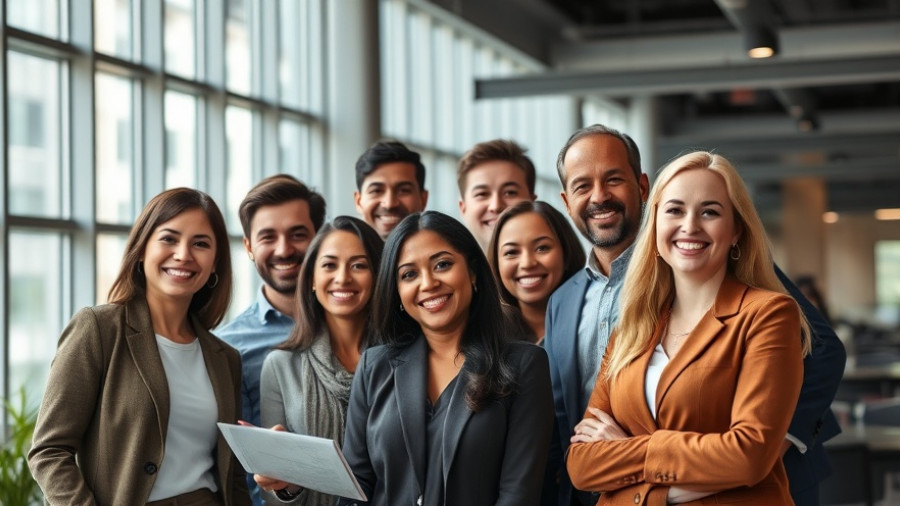 Kansas City real estate professionals team photo in modern office.