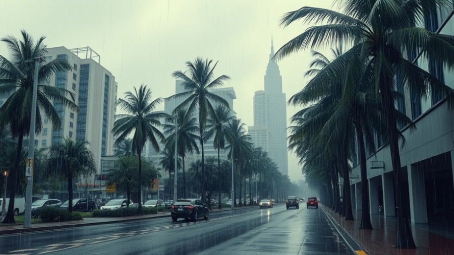 Flooded urban street in Kansas City neighborhoods during heavy rain.
