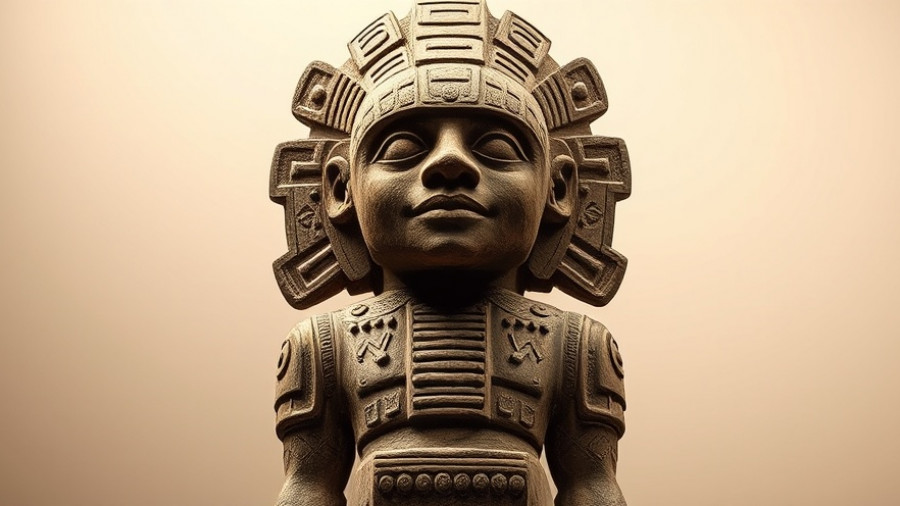 Ancient Mesoamerican statue in Kansas City museum exhibit.