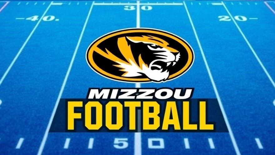 Mizzou football graphic on a blue field, showcasing Kansas City local living.