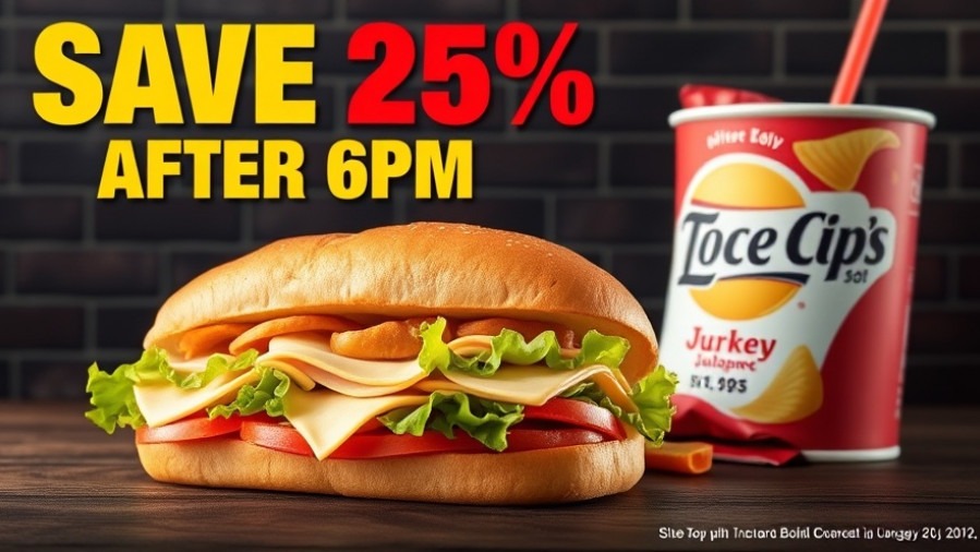Promotional graphic for Kansas City small businesses featuring a turkey sandwich and discount offer.