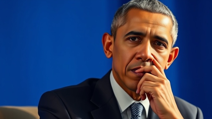 Thoughtful Barack Obama in a suit, exploring themes of California redistricting and democracy.
