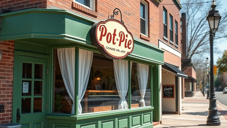 Charming Kansas City restaurant featuring vintage Pot Pie sign and inviting ambiance.