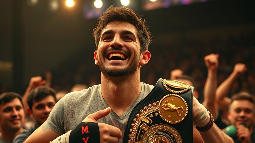 Benny Safdie celebrates victory with championship belt at KC weekend events.