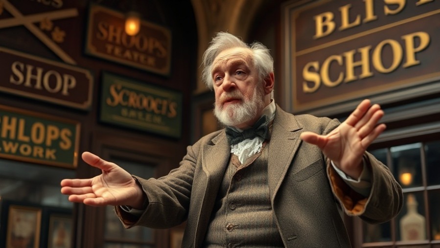 Gary Neal Johnson as Scrooge in vintage theater, spotlight on KC entrepreneurs.