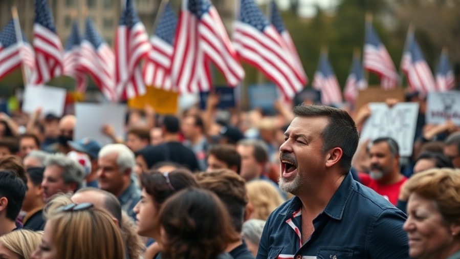 Diverse crowd at a lively outdoor rally protesting Donald Trump news today.
