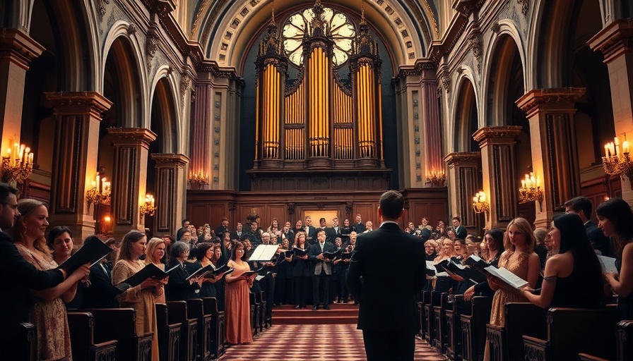 Choir performance in ornate Kansas City church with elegant decor.
