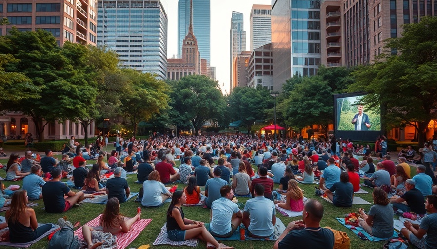 Kansas City local businesses host outdoor cinema event.