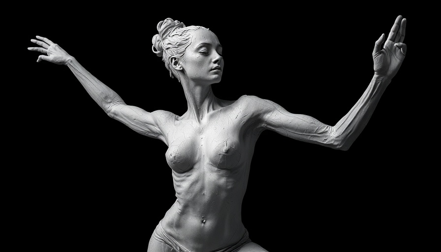 Abstract dancer in clay pose, Kansas City local artists.