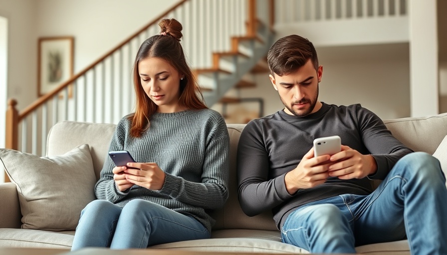 Young couple navigating unrequited love, emotionally distant on couch.