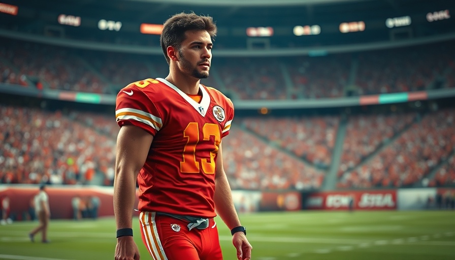 Kansas City sports news: Chiefs player walking on field in stadium.