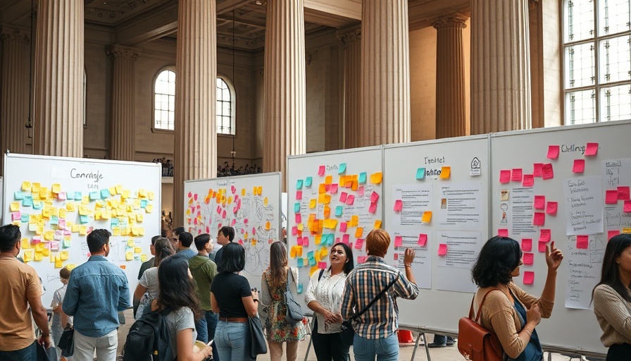 Colorful display at Kansas City neighborhoods event, sticky notes on boards.