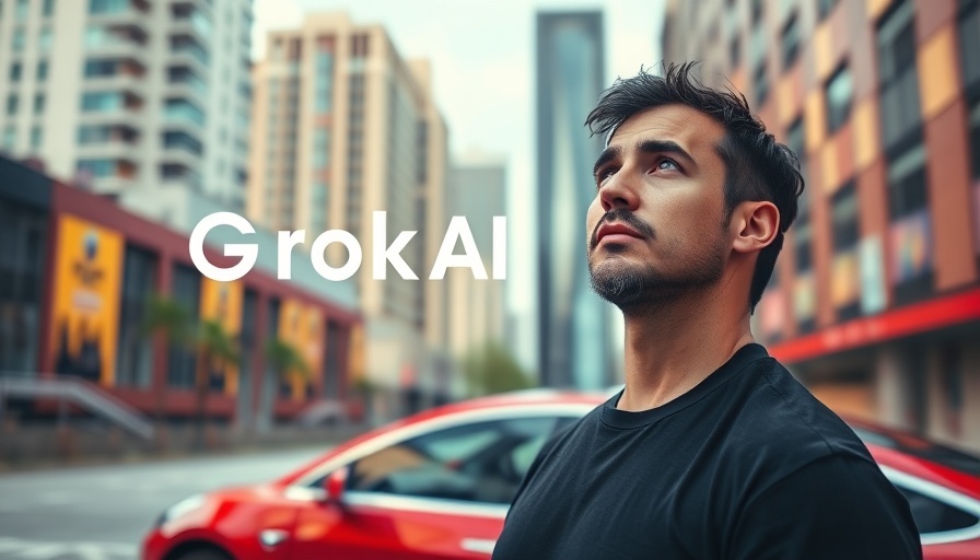 AI chatbot Grok in Tesla cars with red Tesla and Grok logo.