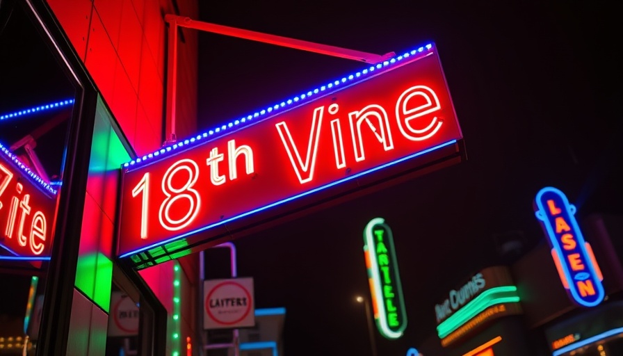 Neon sign of 18th and Vine District during Kansas City Restaurant Week.