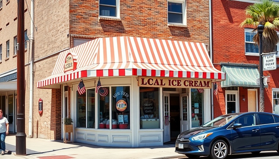 Shop local Kansas City ice cream shop with striped awning