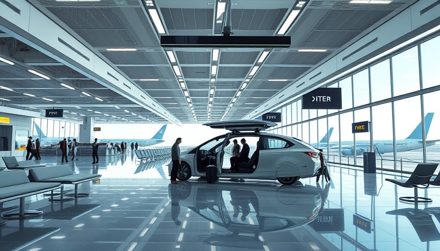 Futuristic Kansas City airport with shotgun cartridge boarding system and robotics.