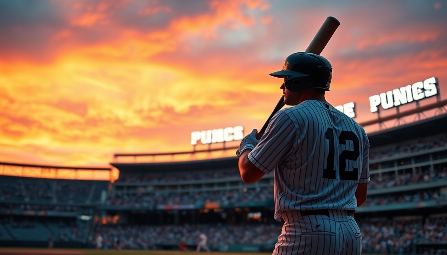 Kansas City baseball game under a dramatic sunset.