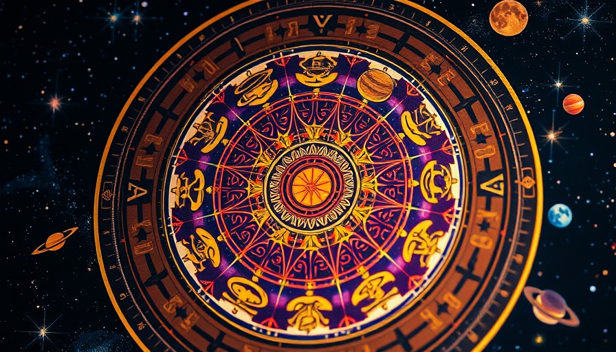 Astrology's Impact on Love: Zodiac wheel with cosmic symbols