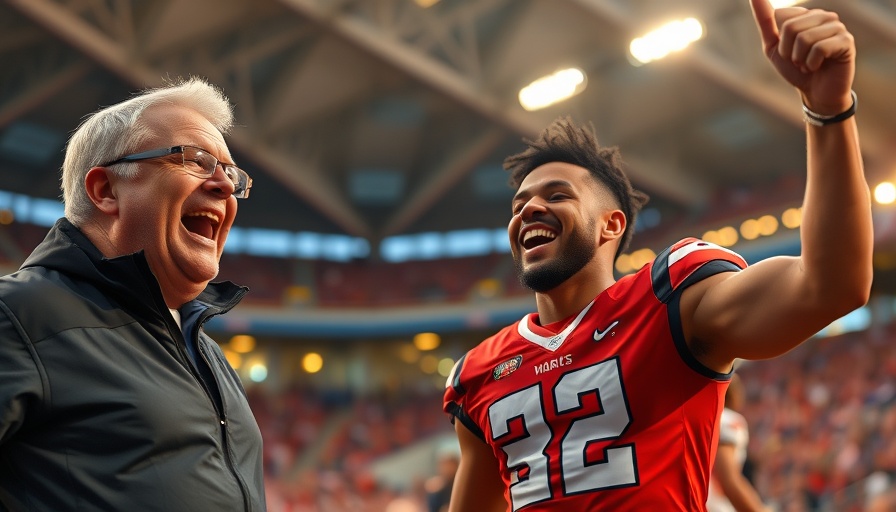 NFL coach and player celebrate win, highlighting team success.