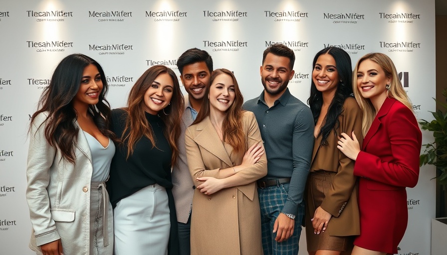 Group of celebrities smiling at Ralph Lauren show.