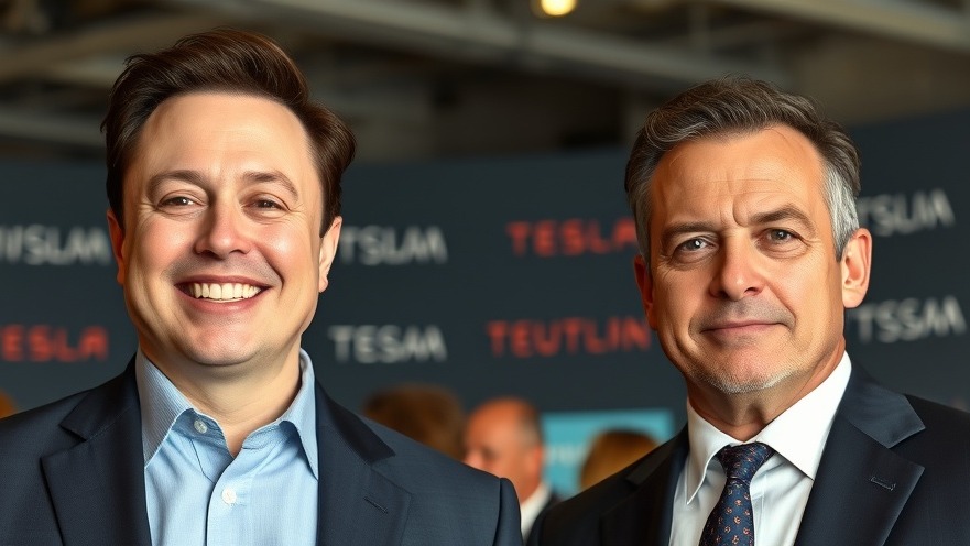 Photorealistic image of billionaires discussing tech innovation and electric vehicles.