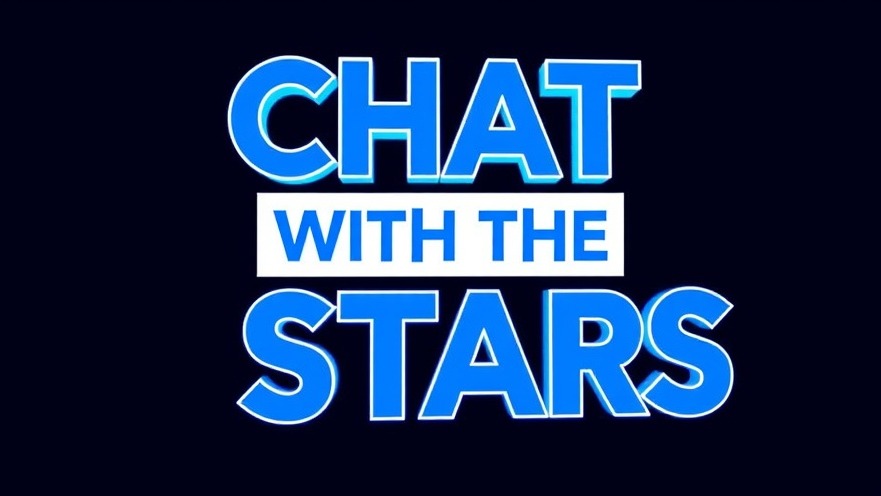 Modern design text 'Chat with the Stars' highlights Kansas City neighborhoods.