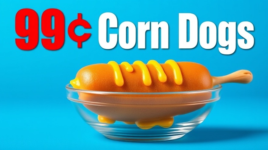 Photorealistic close-up of a corn dog with mustard, supporting local KC small businesses.