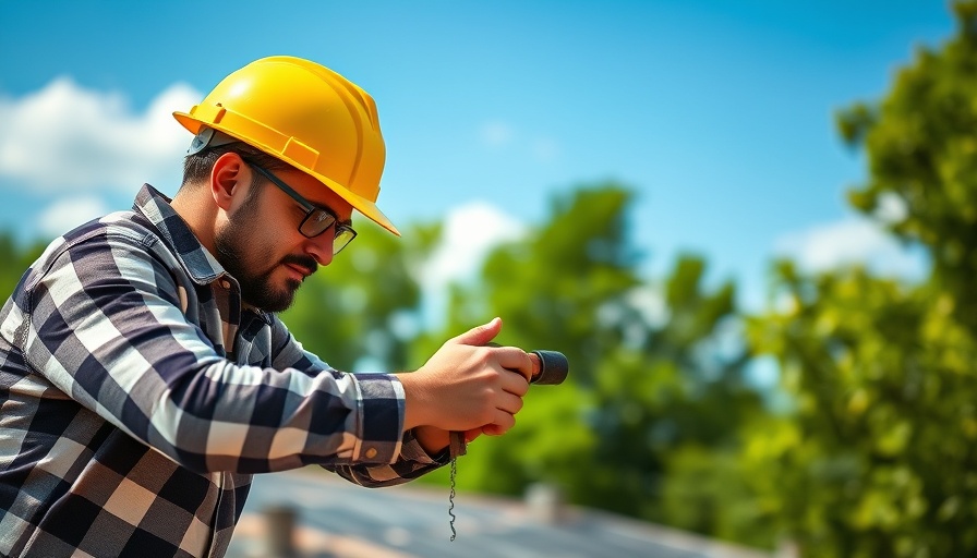 Construction worker hammering nails on a sunny rooftop, state and local taxes in construction planning.