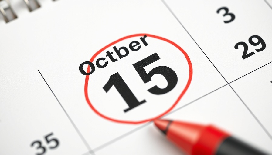 Calendar with October 15th circled, denoting lien and bond claims deadline.