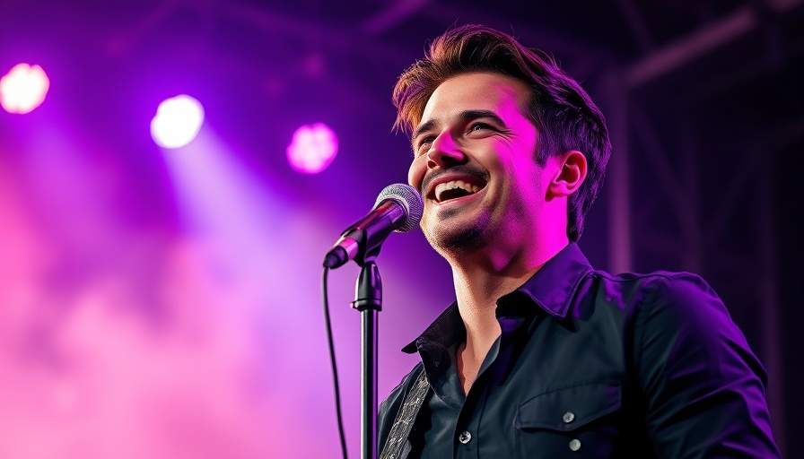 Charismatic singer captivates audience with vibrant stage performance.