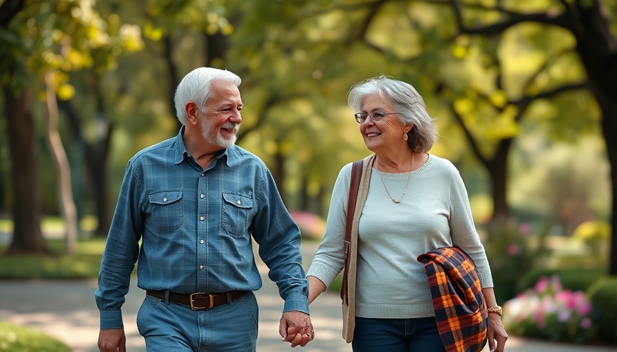 Seniors with Chronic Conditions enjoying a walk in the park.