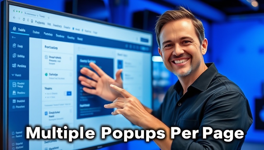 Man pointing at digital interface for multiple popups in web design.