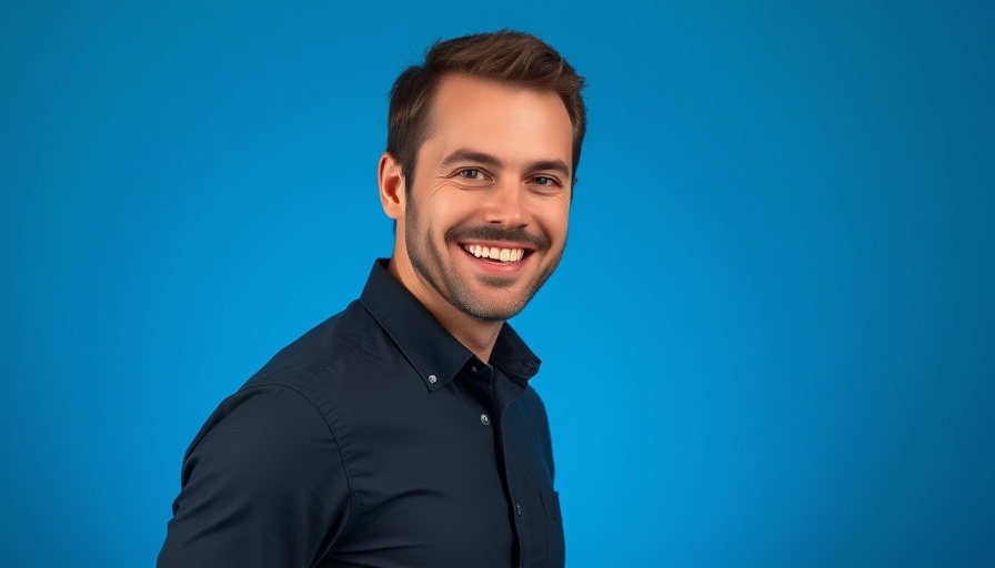 Smart Marketing Automation for Wellness Practitioners: smiling man with marketing text.