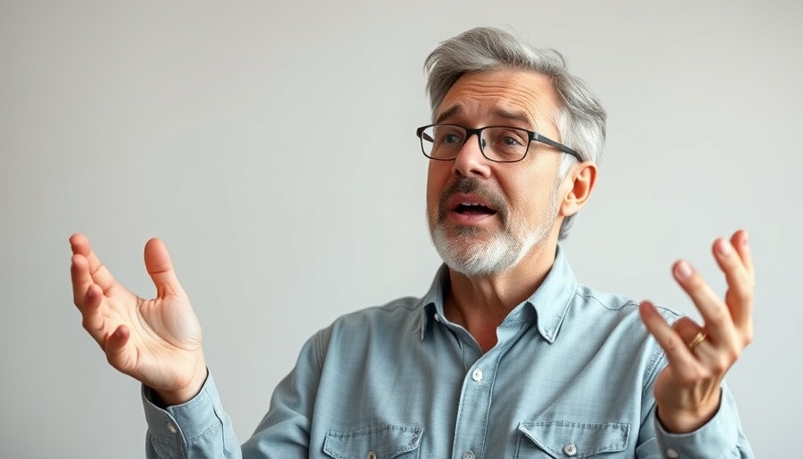 Middle-aged man speaking passionately in AI Employee Challenge.