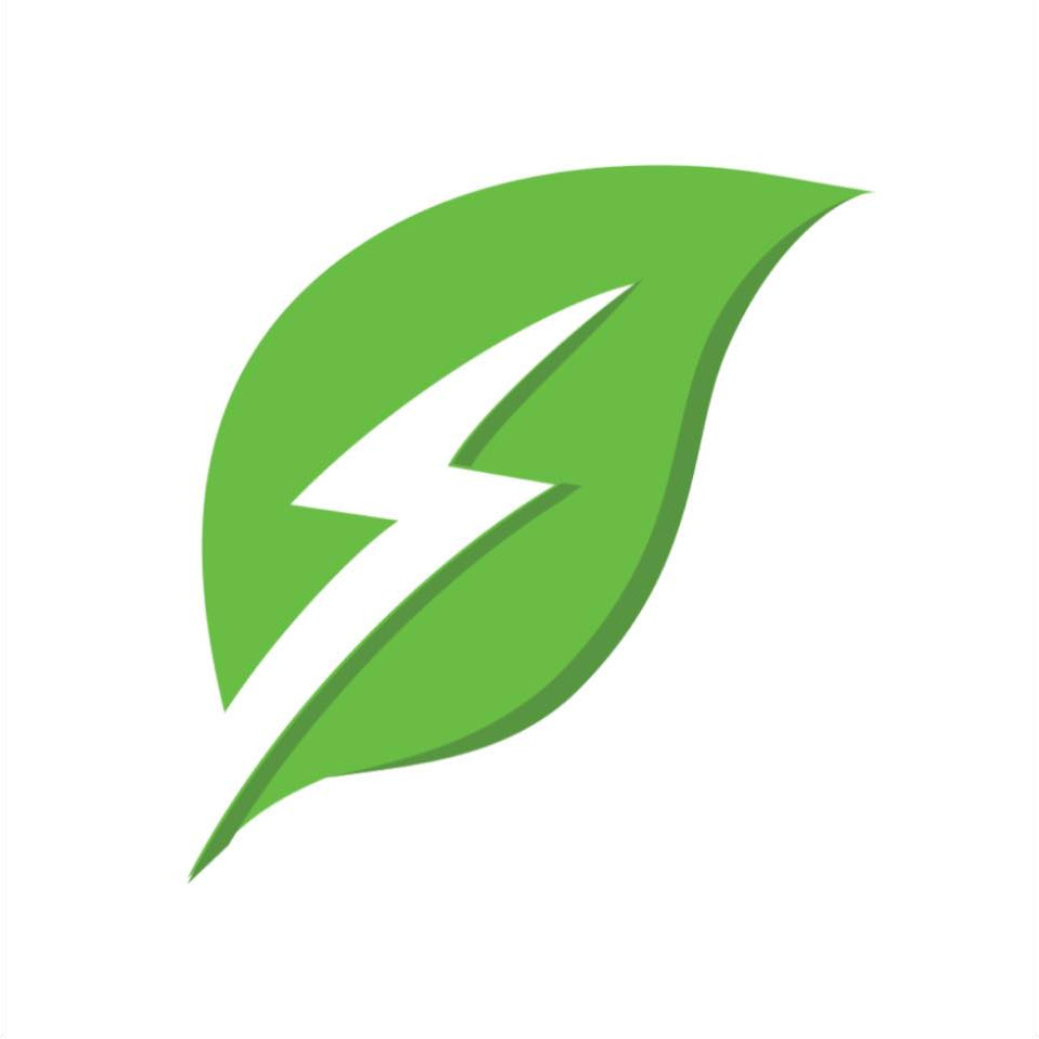 Sustainable power icon with green leaf and lightning bolt for solar power for your home in central oregon