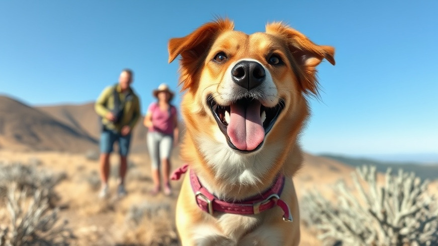 Happy dog hiking with family in Central Oregon's high desert