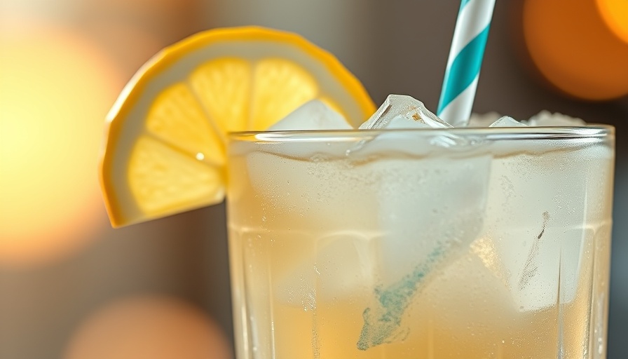 Boozy Blended Arnold Palmer with lemon and straw, close-up view.