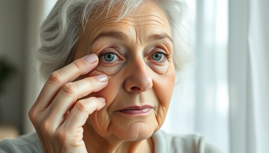 Mature woman using collagen patches for under eyes in soft lighting.