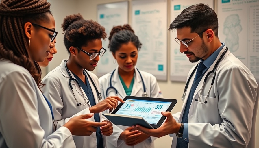 Medical team reviewing statistics for annual health reviews.