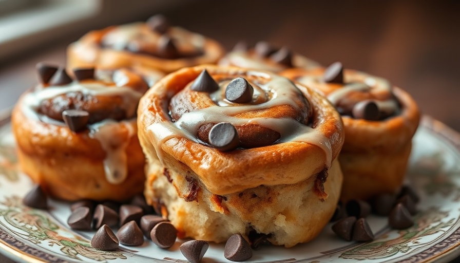 Peanut Butter Chocolate Chip Protein Cinnamon Rolls on a plate.