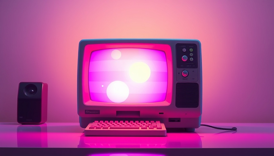 Vintage computer with colorful glow, representing AI for business evolution.