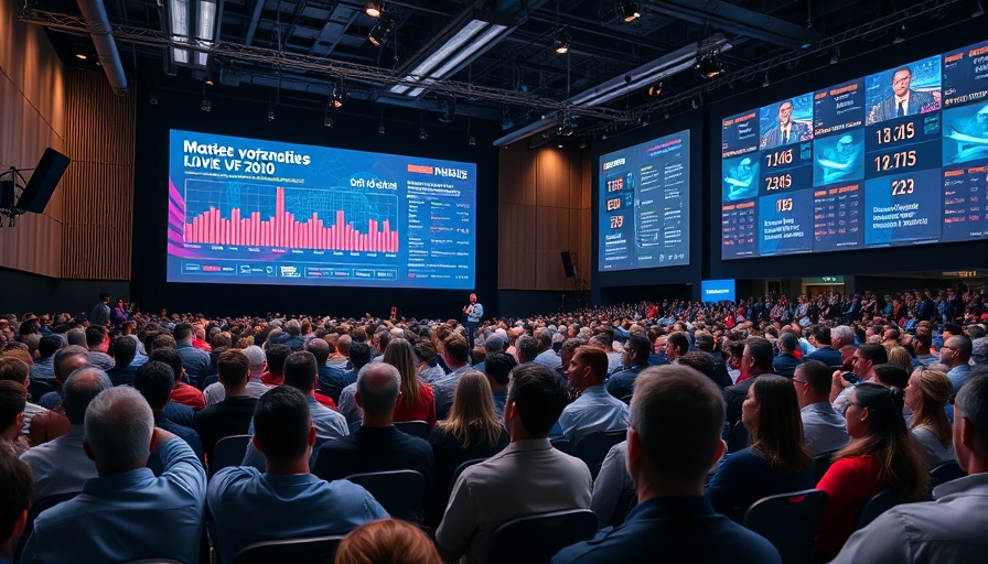 Tech conference with audience and speaker discussing future of AI.