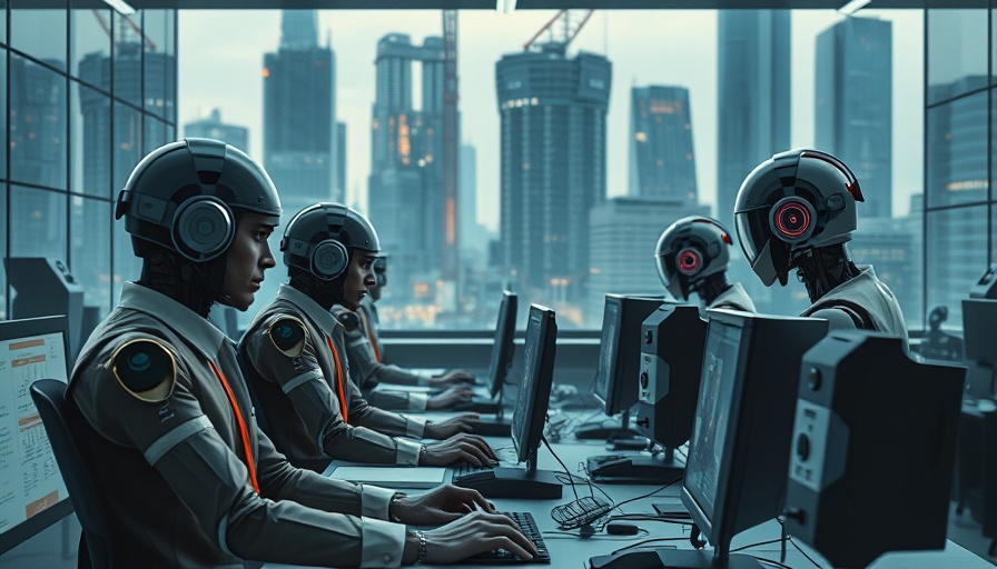 AI for business: humans and robots working in futuristic office