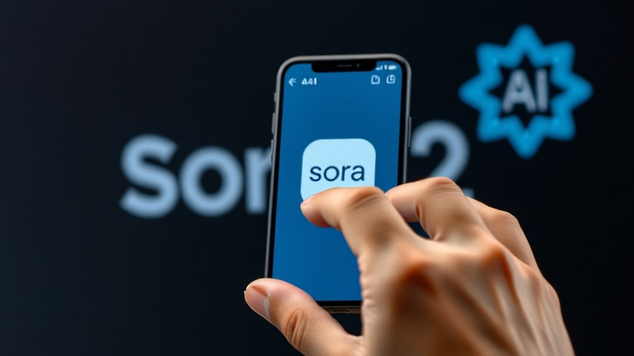 Hand using smartphone with AI tools app screen, ambient lighting.