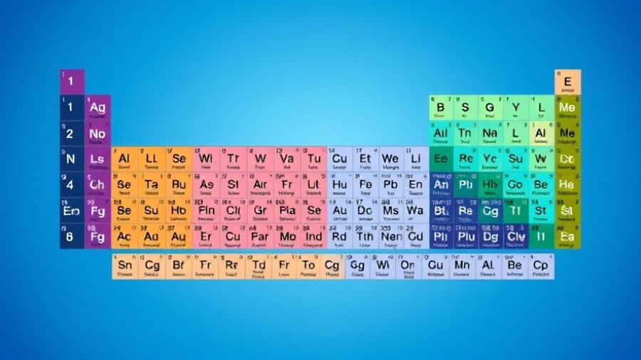 Rare earth elements highlighted in a periodic table, blue background