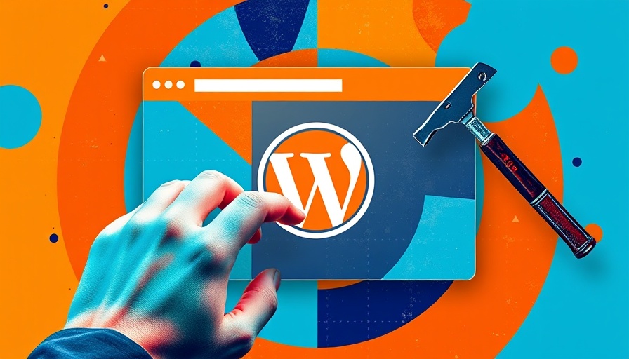 Digital collage featuring WordPress essentials, mouse, and hammer.
