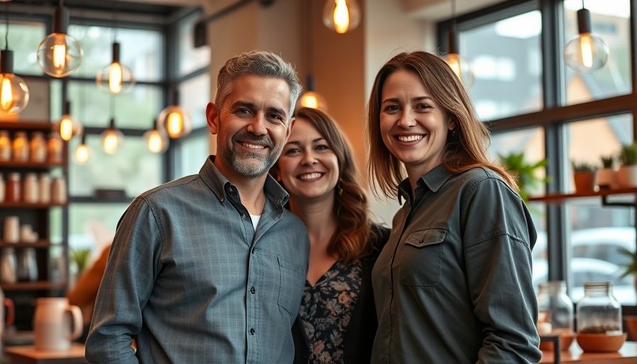 Friendly business partners smiling in a cozy cafe.