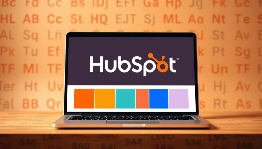 HubSpot brand identity elements on laptop screen with colors and fonts